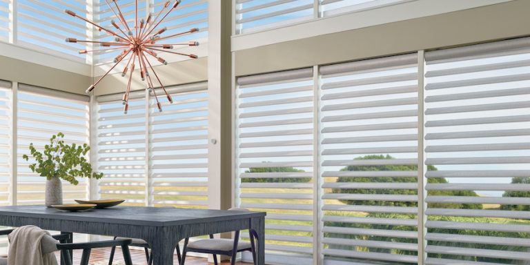 pirouette window shadings with fabrics from the alustra collection Chicago IL