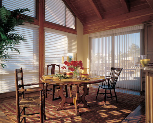 custom window treatments angled windows with sheer window shades in Vancouver WA