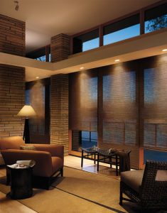modern roller shades on large windows in Chicago