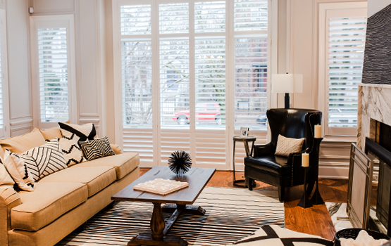 Hunter Douglas shutters living room Naperville 60540