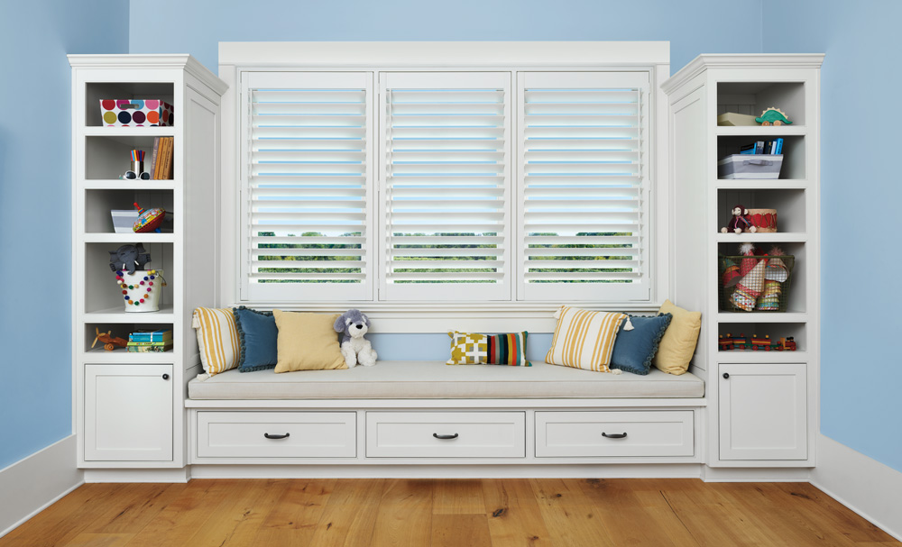 child safe window shutters with window seating in Beaverton 97005