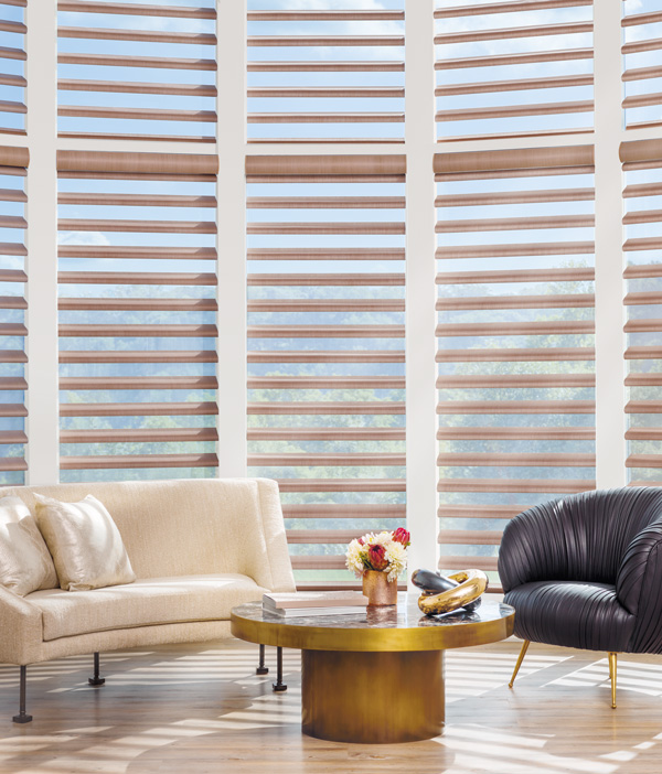 living room floor to ceiling windows with sheer shades Portland OR