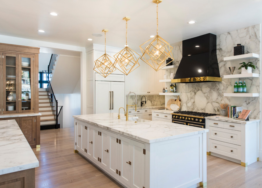 black and gold kitchen lighting