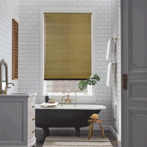 bathroom design window over tub Hunter Douglas blinds Chicago 60611