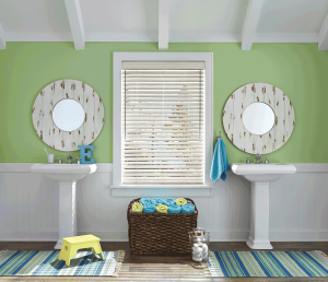 bathroom design smaller windows Hunter Douglas blinds Beaverton 97005