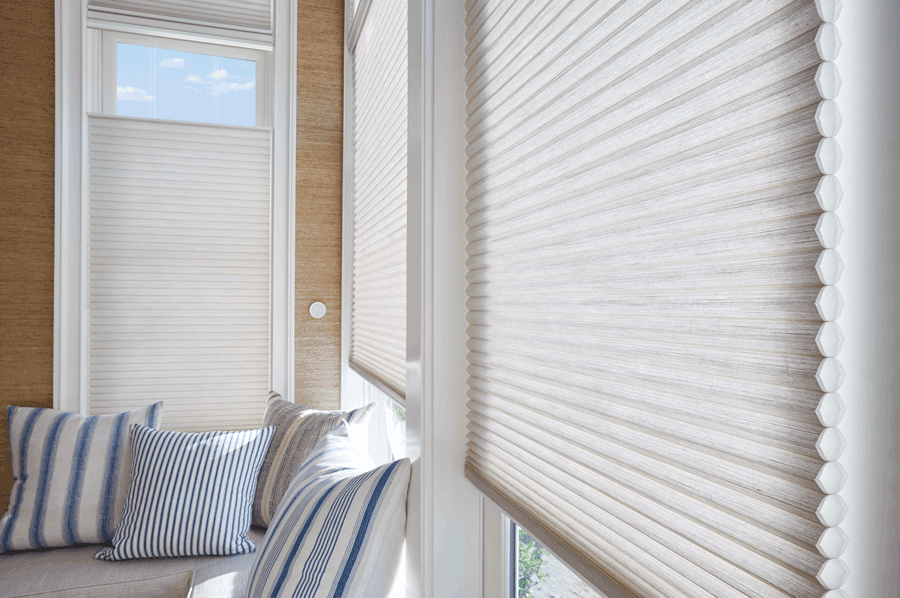 white energy efficient cellular shades Hunter Douglas top down bottom up shades Vancouver Vancouver 98664