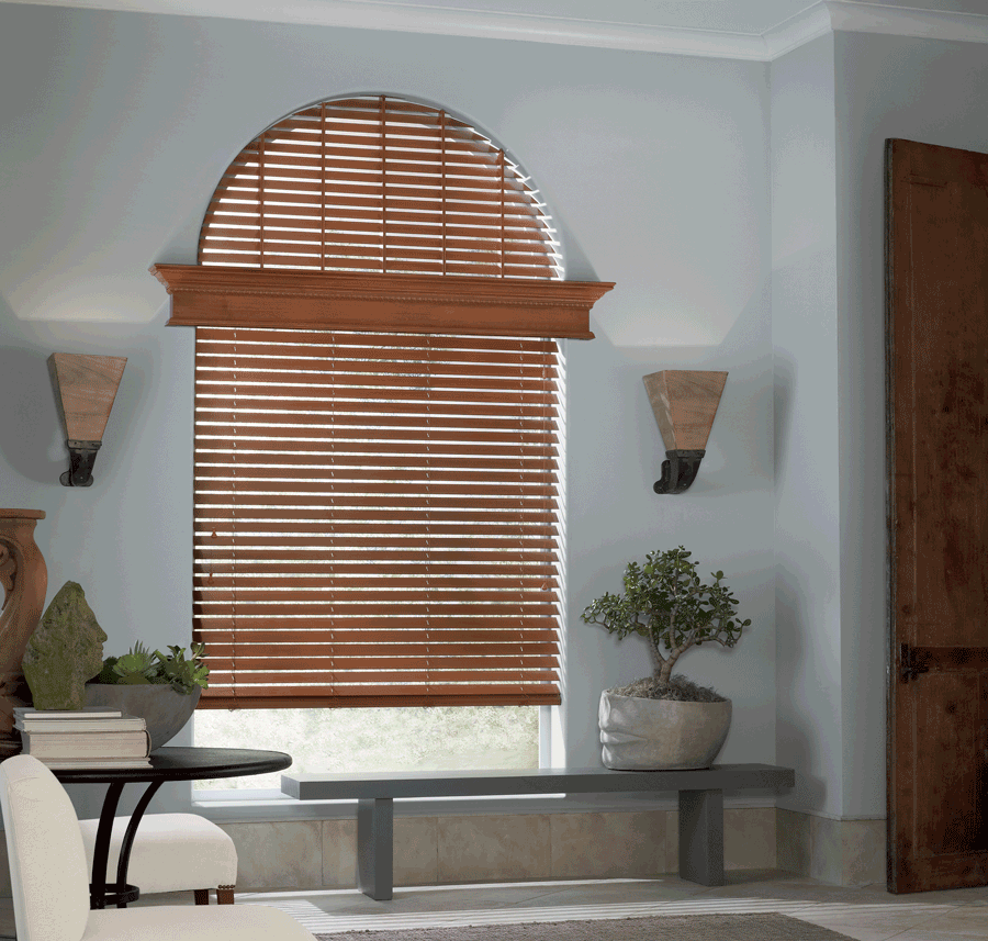 custom blinds full coverage of arched windows Vancouver WA