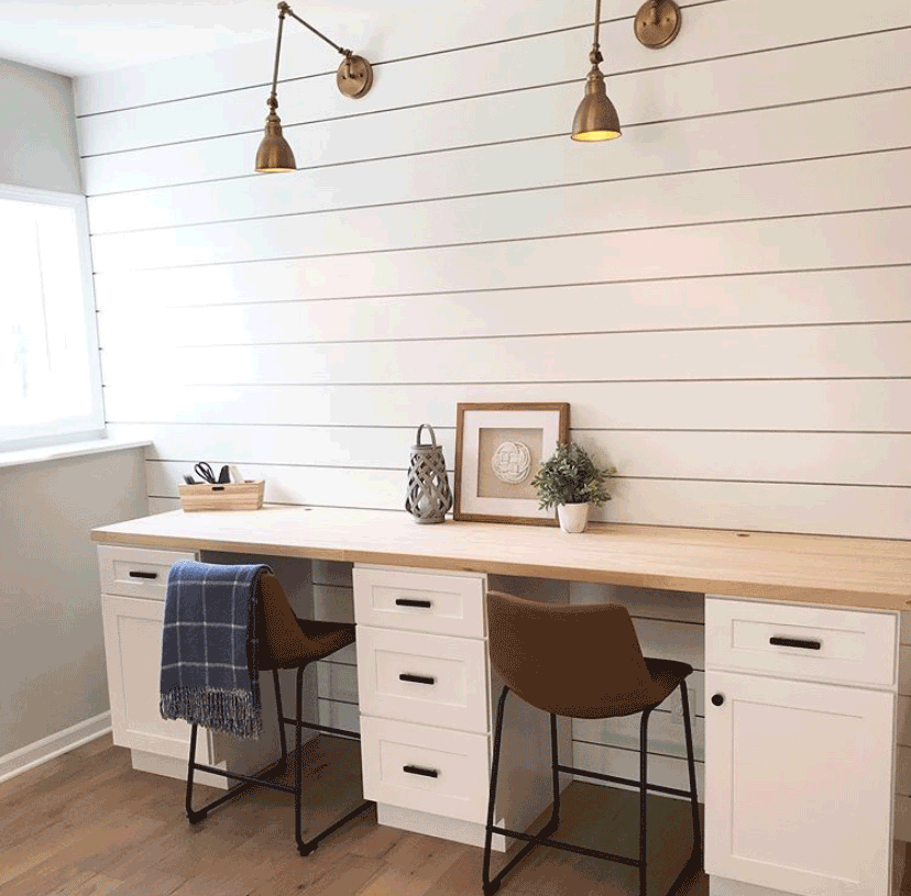 home office shiplap walls brass lighting style statements chicago 