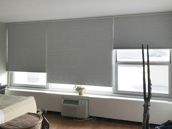 gray duette shades on large windows Chicago IL