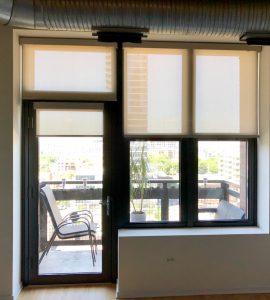 glass door roller shades patio door Chicago IL