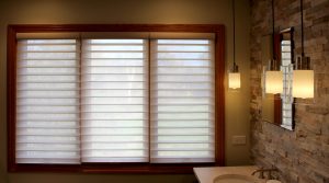 silhouette shades on three section windows in Portland OR bathroom
