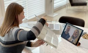chrissy roellchen doing a virtual consultation for window coverings in Chicago 60614