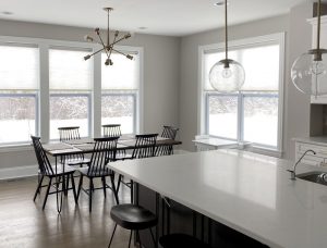 duette honeycomb shades on kitchen windows in Naperville IL
