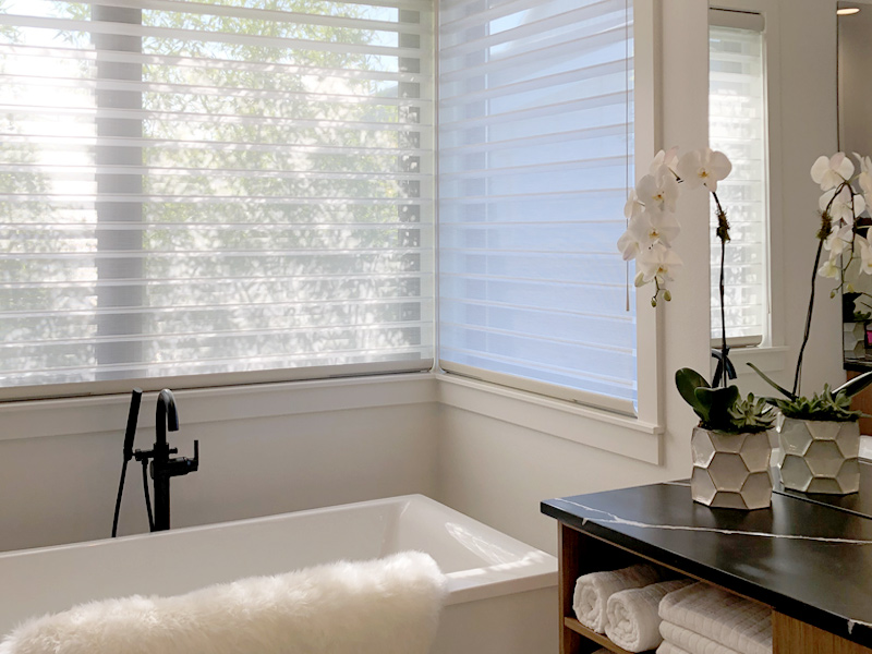 silhouette window shadings bathroom detail