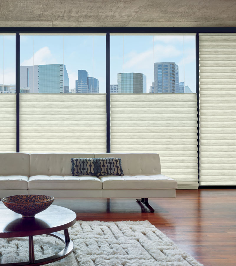 top down roman blinds on large windows in Chicago IL