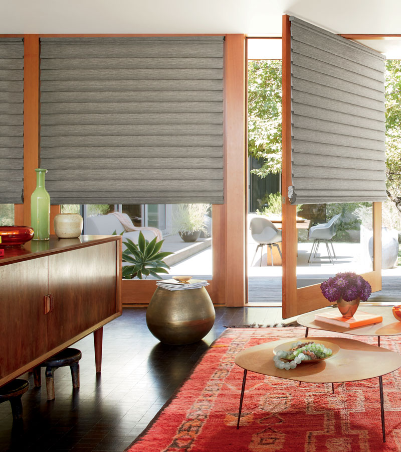 modern roman shades on rotating door in Chicago IL home