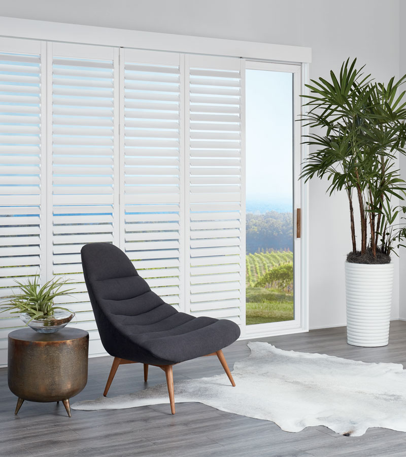 newstyle white shutters for sliding glass doors in Vancouver WA