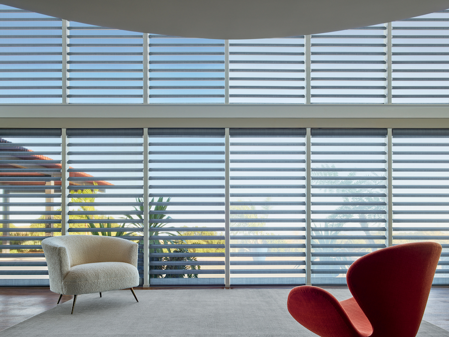 floor to ceiling windows comparison with the pirouette sheer shades Chicago 60611