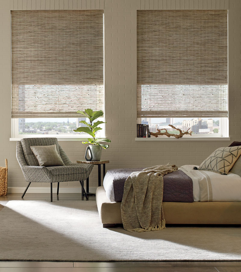 energy saving dual shades for woven wood shades in Portland OR