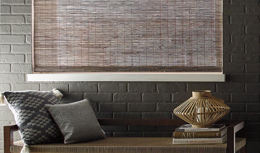 taupe woven shades with gray brick in Chicago IL