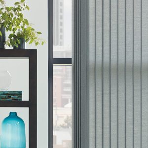 gray classic vertical blinds for large windows in Chicago IL