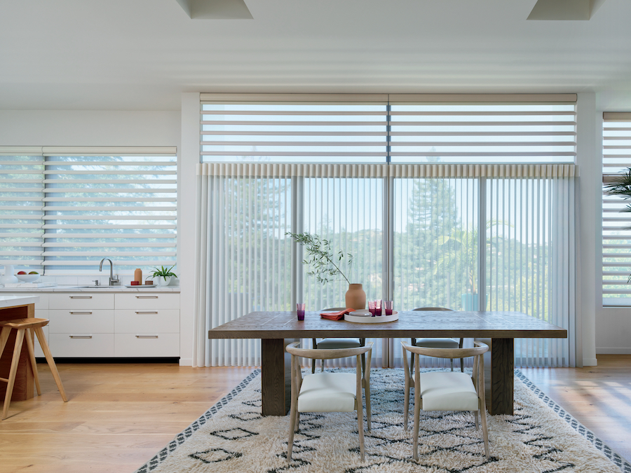 open floor plan home with sheer shades vertical shades and horizontal shades for window and doors Vancouver WA