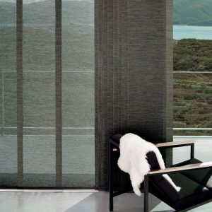 large windows with wide panel track blinds in Vancouver WA