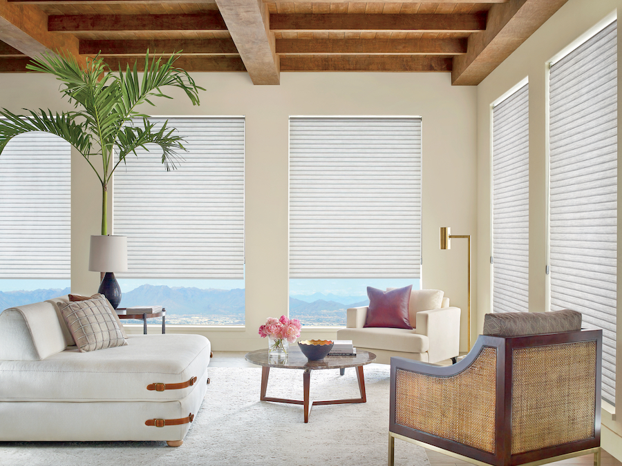 Living room with Sonnette Cellular Roller Shades Vancouver WA