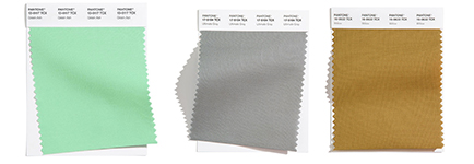 fabric swatches for green and neutral kitchen