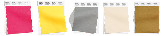 home office pink yellow fabric swatches