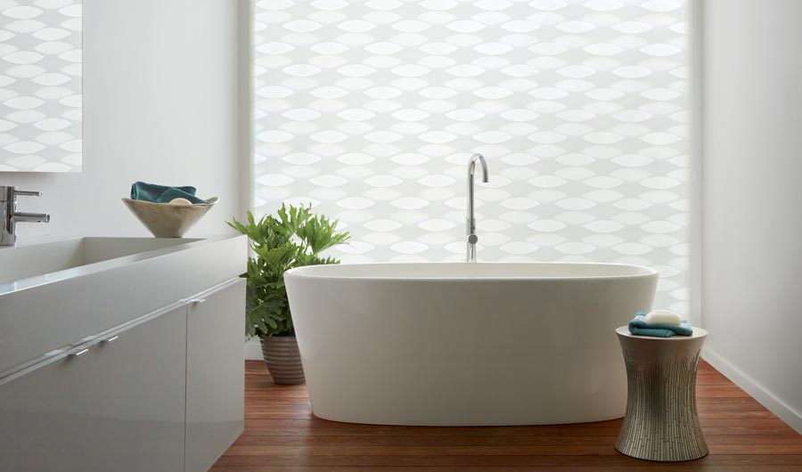 modern bathroom window coverings for floor to ceiling windows in Vancouver WA