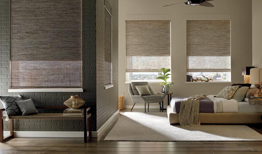 woven wood window shades with dual shades cellular shades in Vancouver WA