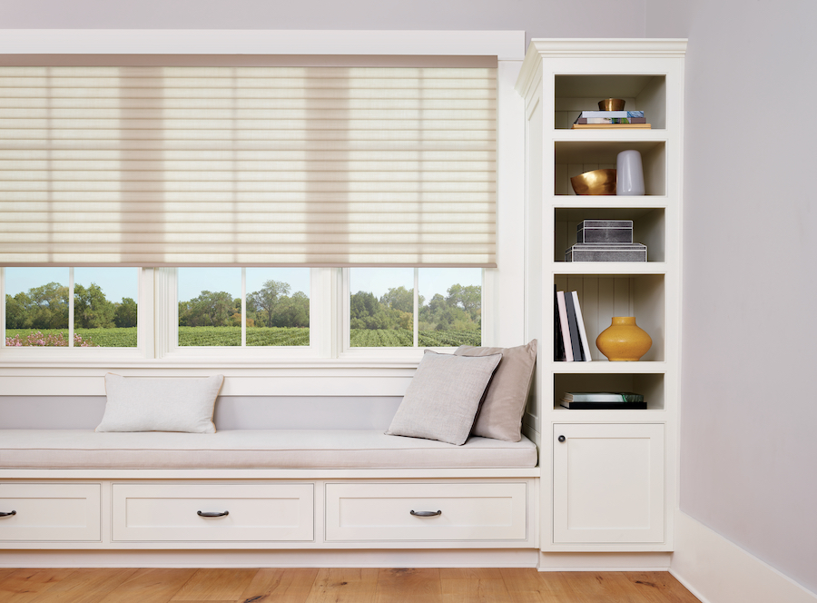 cellular roller shades in living room built-in in Naperville IL