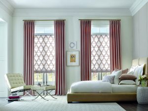 patterned pink roller shades Portland OR