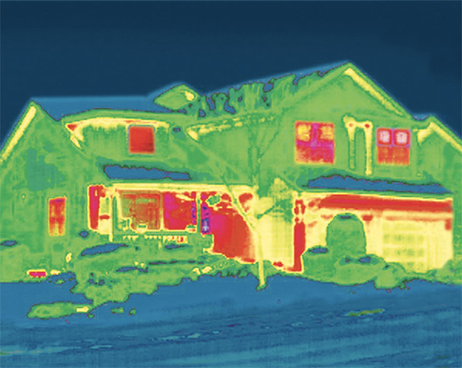 Heat map of a house with bare windows.