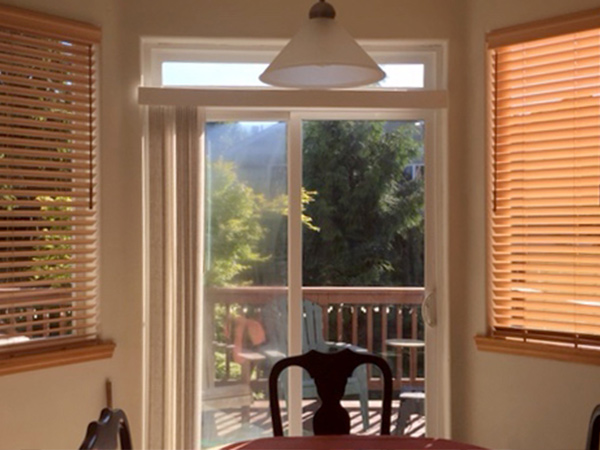 wooden blinds on dining area in kitchen in Portland OR