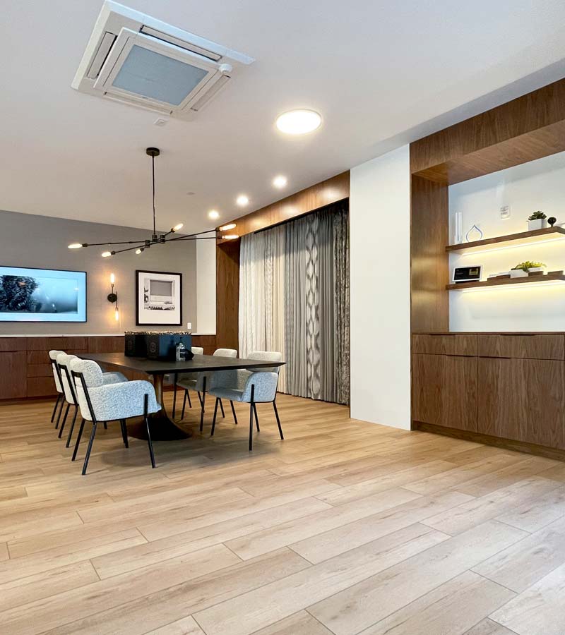 portland window treatments showroom draperies and conference table