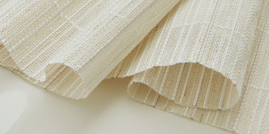 textured woven shades in bleached white