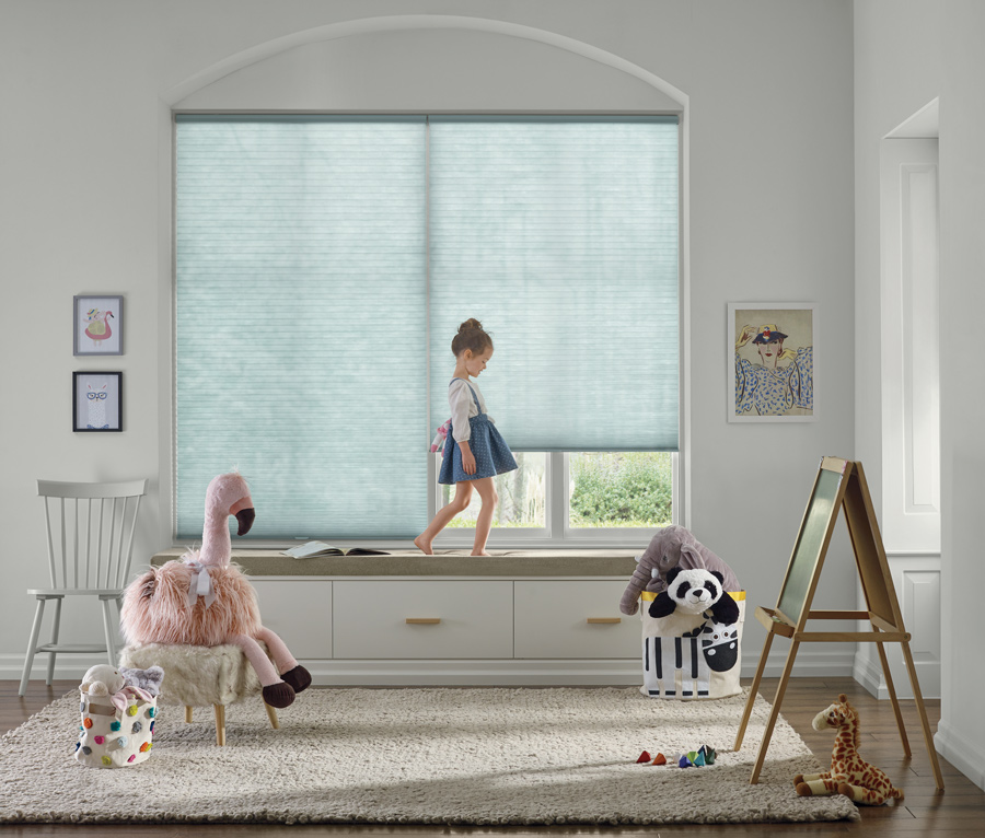 honeycomb shades with child-safe features in Portland OR home