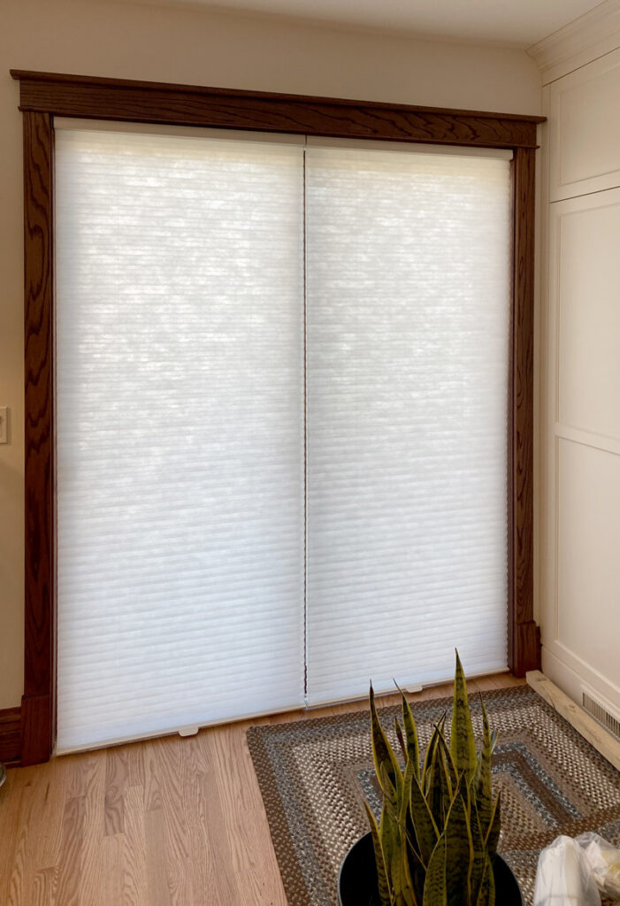 cordless honeycomb shades on sliding glass doors