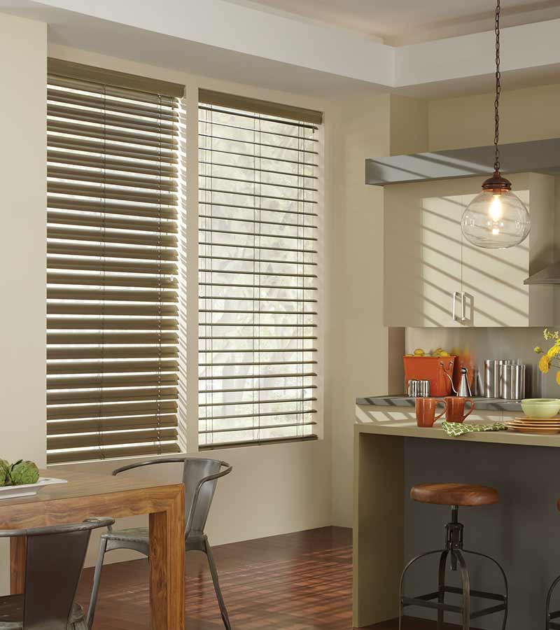automated powerview blinds in mid-century modern kitchen Hinsdale, IL