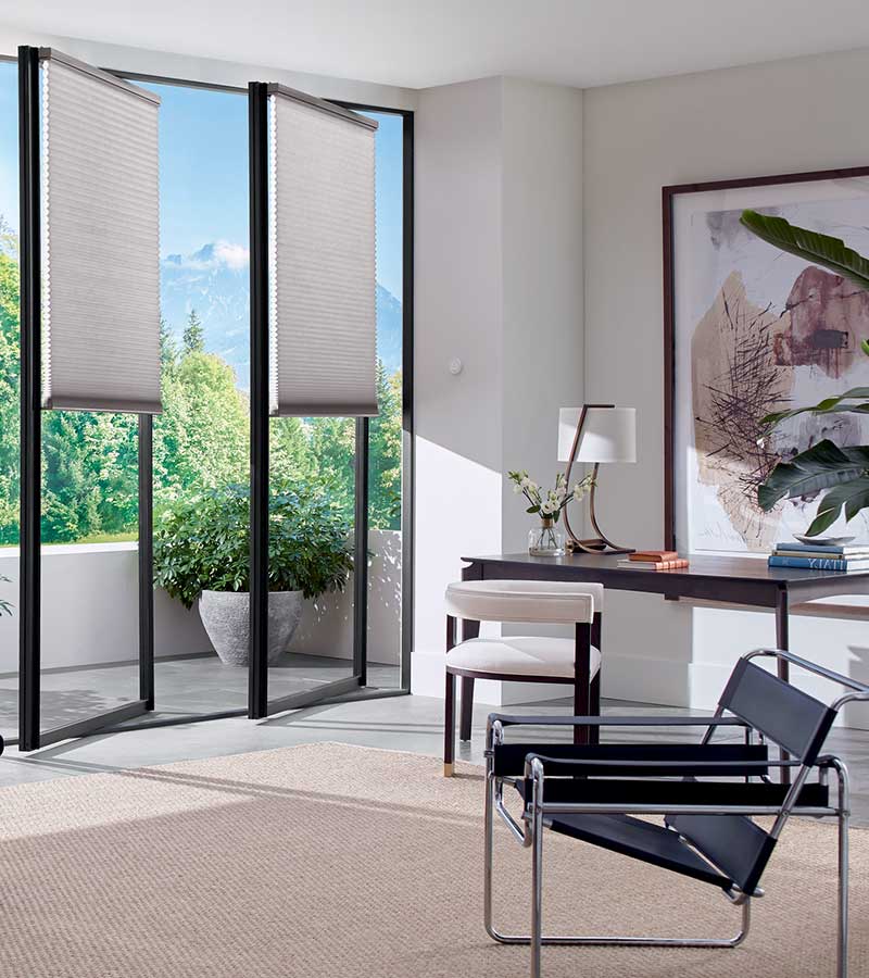 modern sleek home office space with european tilt turn glass doors in Portland, OR