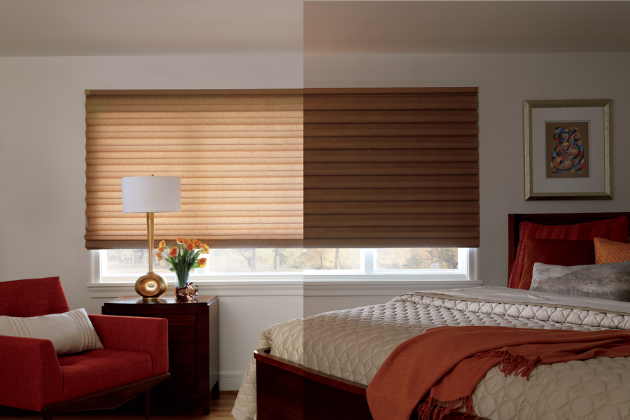 fabrics for bedroom window coverings comparing room darkening and light filtering in Chicago IL