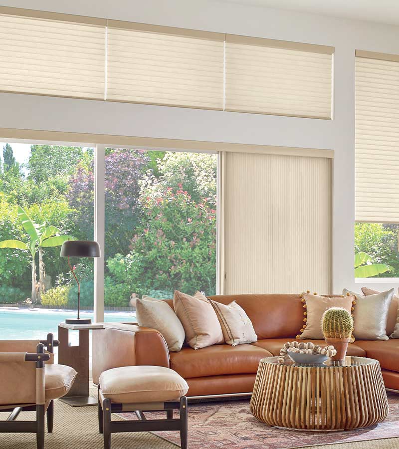 western aesthetic living room with glass patio door open overlooking pool winnetka, IL