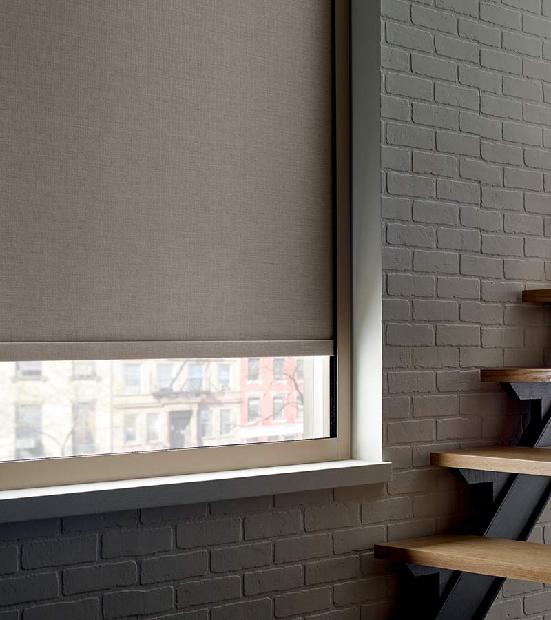 half down roller shade in soft brown color in North Shore, IL
