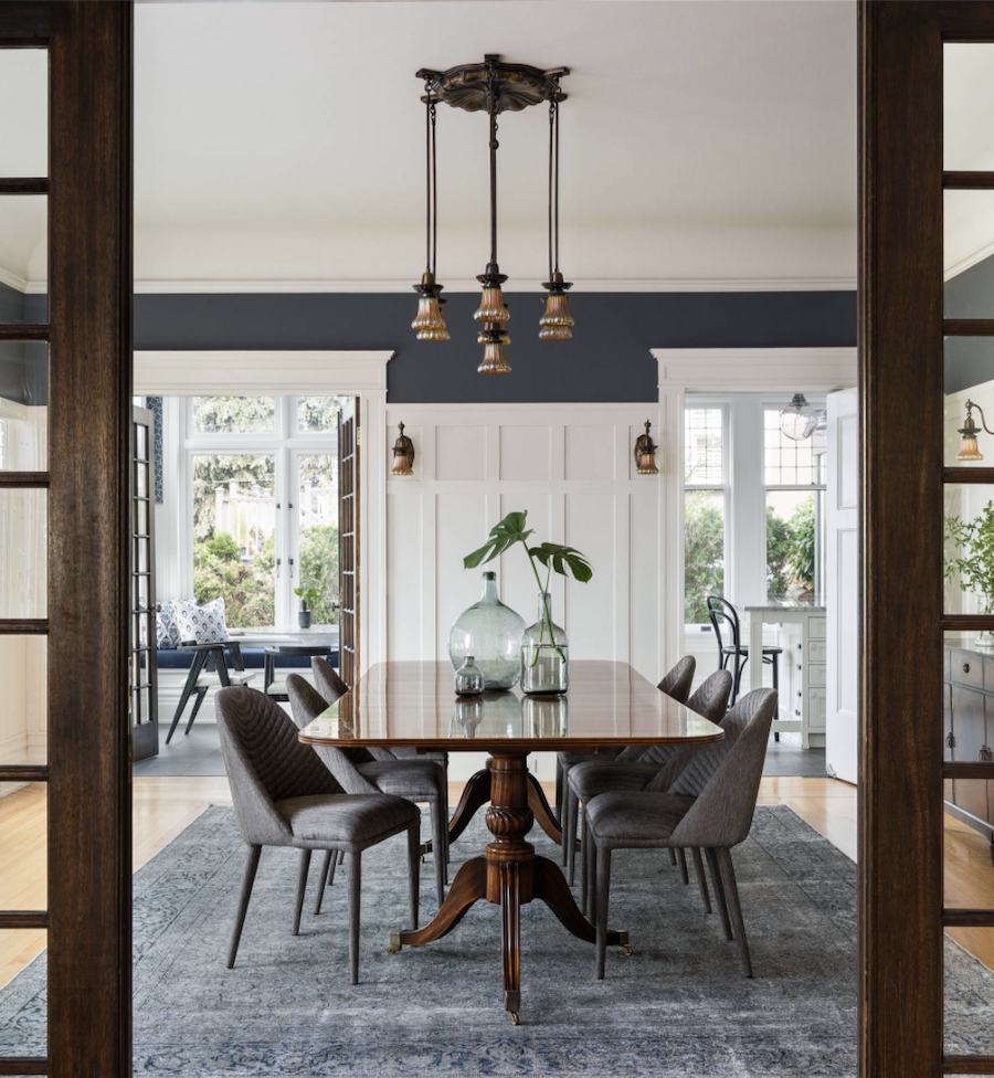 dining room with hardwoods and area rug