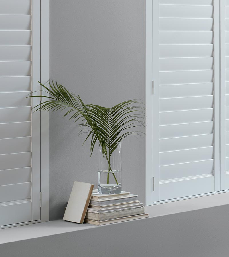 detail of closed energy efficient shutters in Vancouver, WA