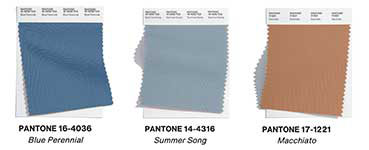 coastal bathroom fabric swatches on blues and brown