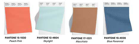 fabric swatches for pantone palette 2023