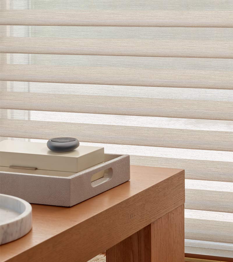 remote control next to automated window shades